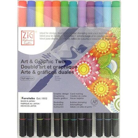 Zig Art & Graphic Twin Brush Pen 12'li Set 2