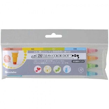 Zig Clean Color Dot Çift Uçlu Marker Kalemi 4'lü Set