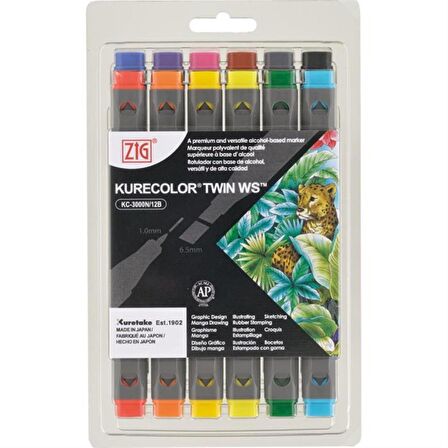Zig Kurecolor Twin Ws 12'li Marker Seti Basic Colors