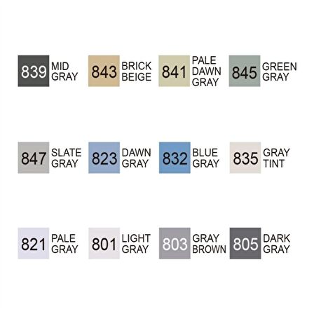 Zig Kurecolor Twin WS Marker Gray Color 12li Set