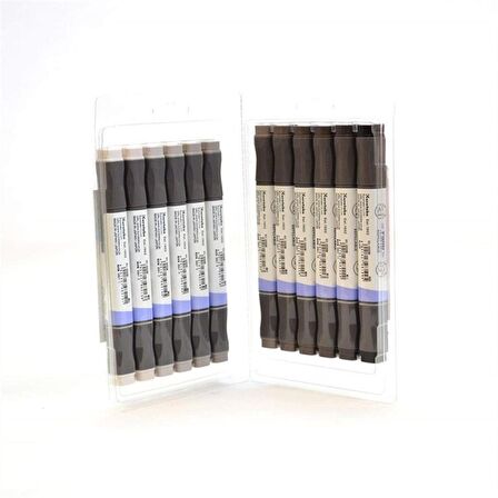 Zig Kurecolor Twin WS Marker Warm Gray Color 12li Set
