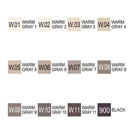 Zig Kurecolor Twin WS Marker Warm Gray Color 12li Set