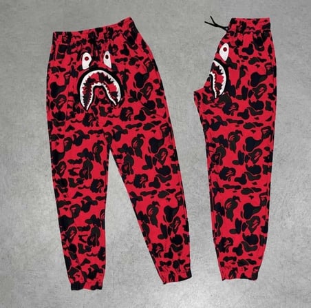 Erkek Pubg Bape X Shark Eşofman Altı - Kırmızı