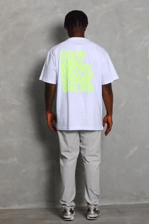 Erkek Kısa Kol Baskılı Bisiklet Yaka T-shirt - Beyaz