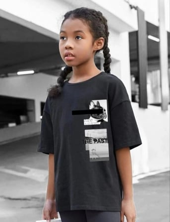 Çocuk Unisex Baskılı T-shirt - Siyah
