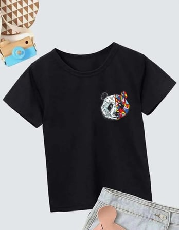Unisex Çocuk Baskılı T-shirt - Siyah