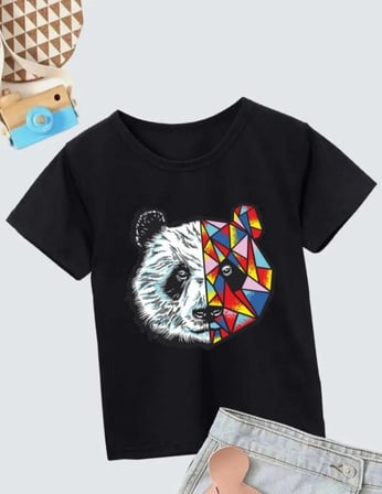 Unisex Çocuk Baskılı T-shirt - Siyah
