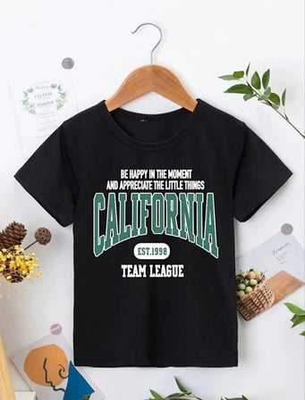 Erkek Çocuk Baskılı T-shirt - Siyah