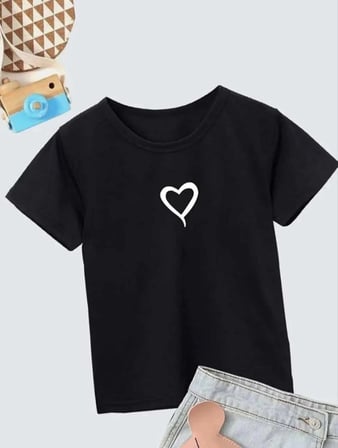 Çocuk Unisex Baskılı T-shirt - Siyah