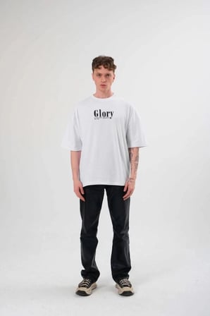 Erkek Kısa Kol Yazlık Tişört Bisiklet Yaka Baskılı Oversize T-shirt - Siyah
