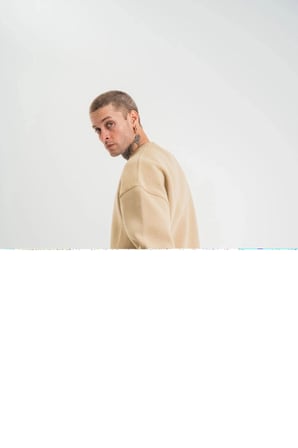 Erkek Uzun Kol Bisiklet Yaka 3 İplik Pamuklu Kışlık Sweatshirt  - Bej