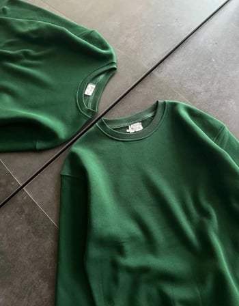 Kadın Kışlık Bisiklet Yaka Üç İplik Basic Sweatshirt - Haki