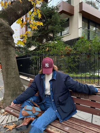 Kadın Jeans Detaylı Cıtcıtlı Ceket Mont - Lacivert