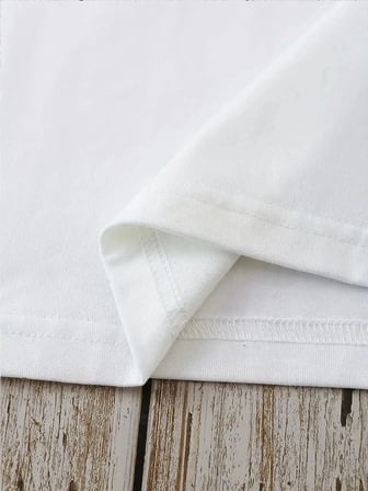Kadın Kısa Kol Tişört Bisiklet Yaka Angel Melek Kanadı Baskılı T-shirt - Beyaz