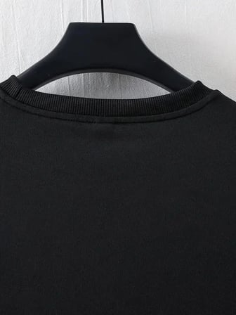 Erkek Kısa Kol Yazlık Tişört Bisiklet Yaka Baskılı Oversize T-shirt - Siyah
