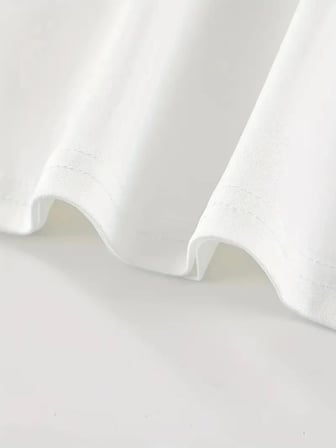 Kadın Kısa Kol Yazlık Tişört Bisiklet Yaka Baskılı Oversize T-shirt - Beyaz