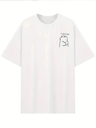 Kadın T-shirt Kısa Kollu, "umrumda Değil" Baskılı Tişört - Beyaz