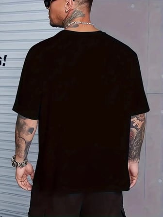 Erkek Baskılı T-shirt Kısa Kol Bisiklet Yaka Regular Fit Yazlık Tişört - Siyah