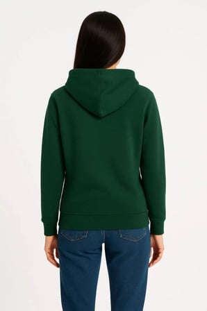 Kadın 3 İplik Pamuklu Kapüşonlu Kanguru Cepli Sweatshirt Hoodie - Haki