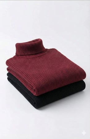Erkek Kaşkorse Boğazlı Likralı Fitilli Slim Fit Body 2'li Set Siyah-bordo