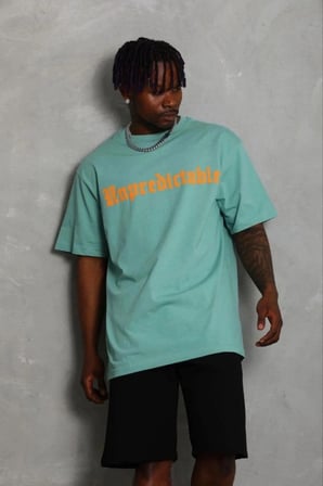 Erkek Baskılı T-shirt Kısa Kol Bisiklet Yaka Regular Fit Tişört - Mint Yeşili