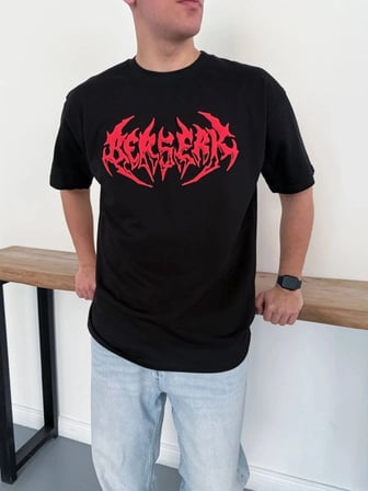 Erkek Kısa Kol Yazlık Tişört Bisiklet Yaka Baskılı Oversize T-shirt - Siyah