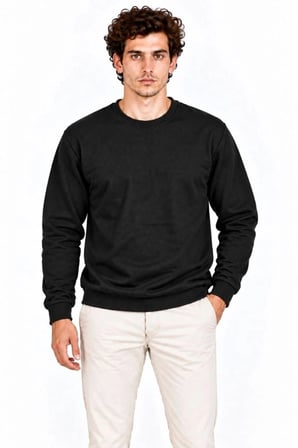 Erkek 3'lü Bisiklet Yaka İçi Şardonlu 2 İplik Düz Uzun Kollu Regular Fit Sweatshirt - Siyah - Bordo 