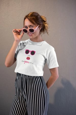 Kadın Özel Baskılı Modern Fit %100 Pamuk Bisiklet Yaka T-shirt