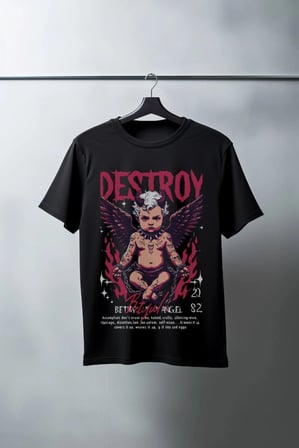 Unisex Oversize 24/1 Penye Dtf Baskılı Tişört - Dtf144