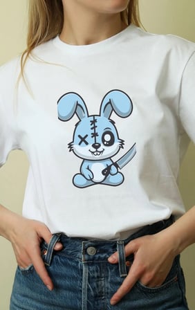 Unisex Oversize 24/1 Penye Dtf Baskılı Tişört - Dtf153