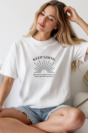 Unisex Oversize 24/1 Penye Dtf Baskılı Tişört - Dtf242