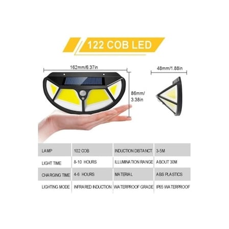 Fonksiyonel Sensorlu 122 Ledli Solar Bahce Lambasi