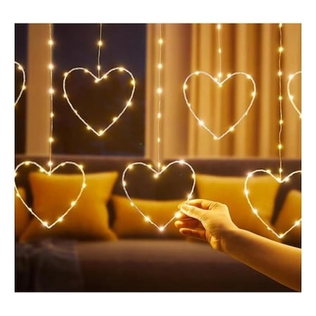 Kalpli Perde Led Işıklar, Sevgililer Günü Romantik Led Aydınlatma