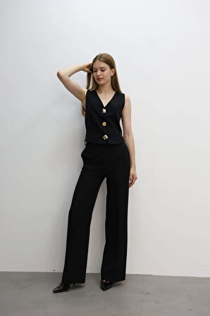 FemiChic Zincir Detaylı Yelekli Pantolon