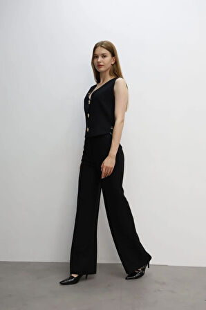 FemiChic Zincir Detaylı Yelekli Pantolon