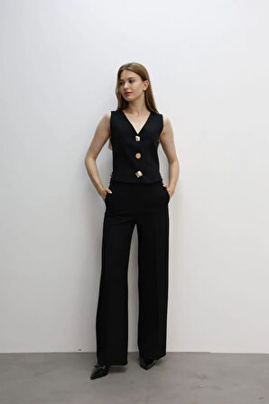 FemiChic Zincir Detaylı Yelekli Pantolon