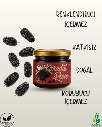 Karadut Reçeli̇ Doğal Geleneksel Üreti̇M Net:350Gram %65 Meyve Orani