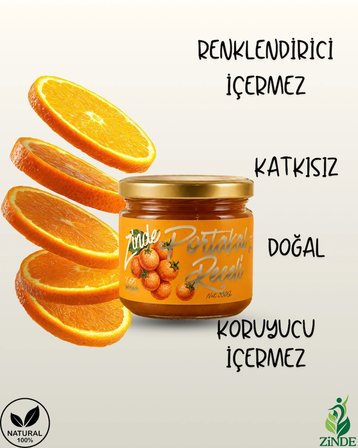 Portakal Reçeli̇ Doğal Geleneksel Üreti̇M Net:350Gram %65 Meyve Orani