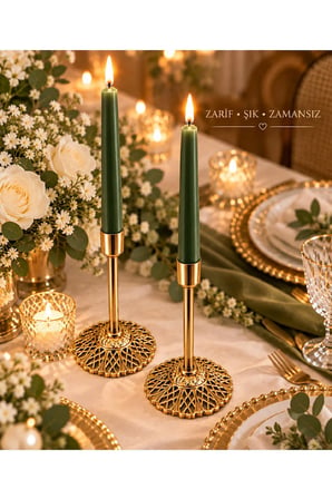 Gold Şamdan 2'li Set Şamdanlık Dekoratif Mumluk Düğün Nişan Söz Masa Dekoru Mum Ve Mumluk Dekoratif Şamdan Paslanmaz Kaplama Metal Modern ve Klasik Mum Tutacağı