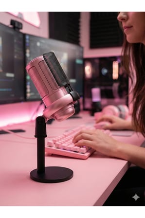 Nexora RGB USB Kondenser Masaüstü Mikrofon Karaoke Yayın (Type-C) Pembe