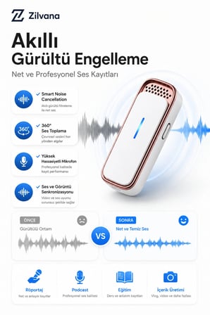 Microna Manyetik Kablosuz Yaka Mikrofonu Lighting Canlı Yayın Ropörtaj Telefon Uyumlu