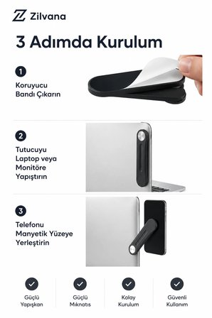 Manyetik Metal Telefon Tutucu Stand Çok Fonksiyonlu Braket Siyah & Beyaz