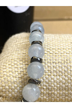 Akuamarin Doğal Taş Bileklik 8 Mm (mühürlü)