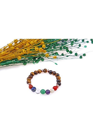 Sertifikalı Doğal Taş Çakra Bileklik Akik Sitrin Ametist Kaplan Gözü Aventerun Lapis Kuvars Jasper