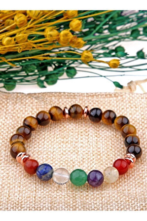 Sertifikalı Doğal Taş Çakra Bileklik Akik Sitrin Ametist Kaplan Gözü Aventerun Lapis Kuvars Jasper