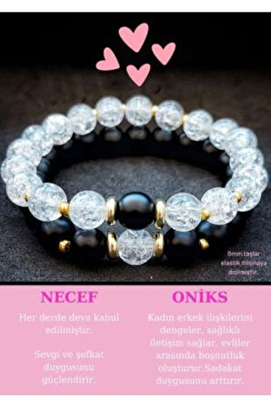 Doğaltaş Orijinal Necef & Oniks & Hematit Sevgili Bilekliği