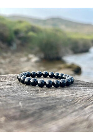 8 Mm Siyah Turmalin Taşı Erkek Kadın Doğal Taş Bileklik A Kalite