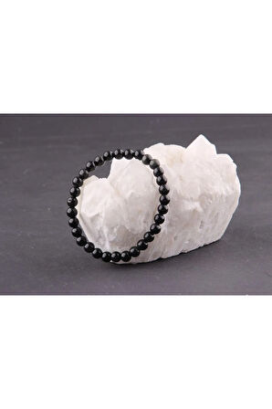 Sertifikalı Obsidyen Doğal Taş Bileklik 6 Mm - B839