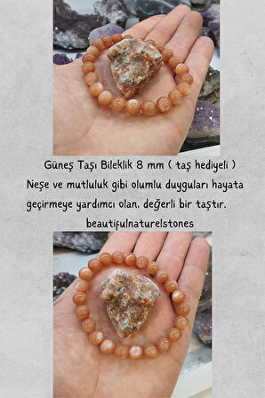 Güneş Doğal Taş Bileklik 8 Mm ( Aa Kalite ) ( Neşe Ve Mutluluk )