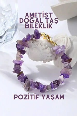 Ametist Doğal Taş Kırık Bileklik ( Pozitif Yaşam )